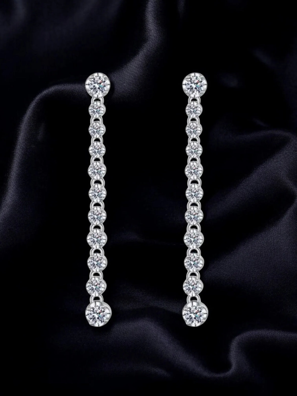 Moissanite 925 Sterling Silver Earrings Fringed Long Row Earrings Engagement Fine Jewelry Light Luxury and High-end Design