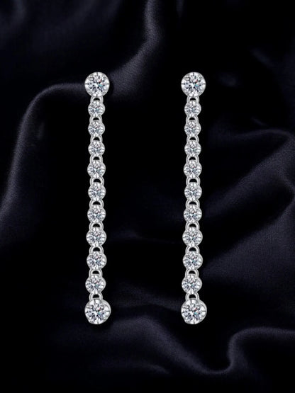 Moissanite 925 Sterling Silver Earrings Fringed Long Row Earrings Engagement Fine Jewelry Light Luxury and High-end Design