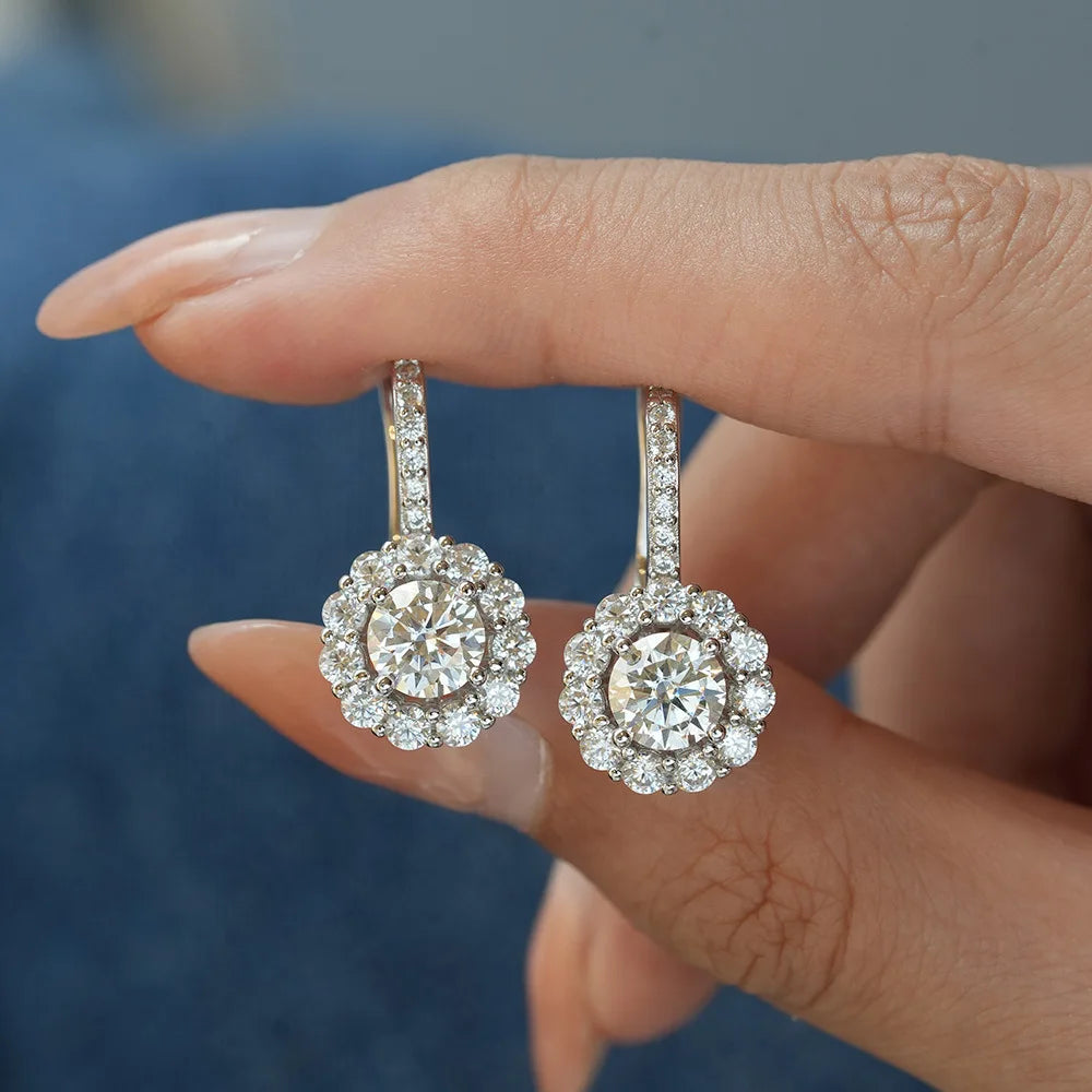 PT950 Platinum &amp; Moissanite Hip Hop Earrings