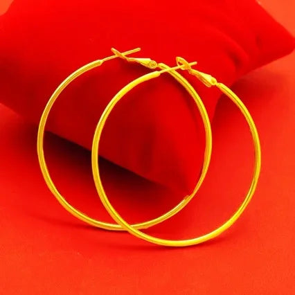 18K Gold 3cm Hoop Earrings