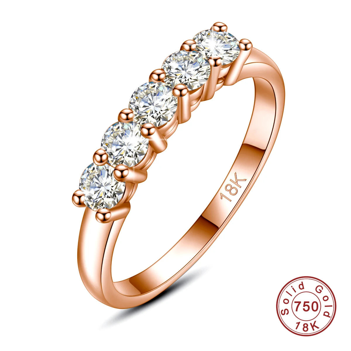 18K Gold &amp; Moissanite Half Eternity Band