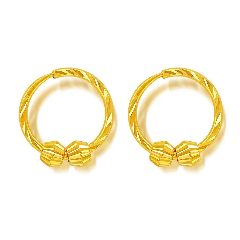 AU750 18K gold women's earrings with round bead heart-shaped design, fashionable and exquisite jewelry, a high-end gift for her