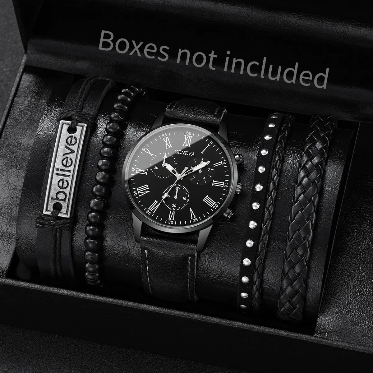 RUNERR Set Orologio da Uomo Nero