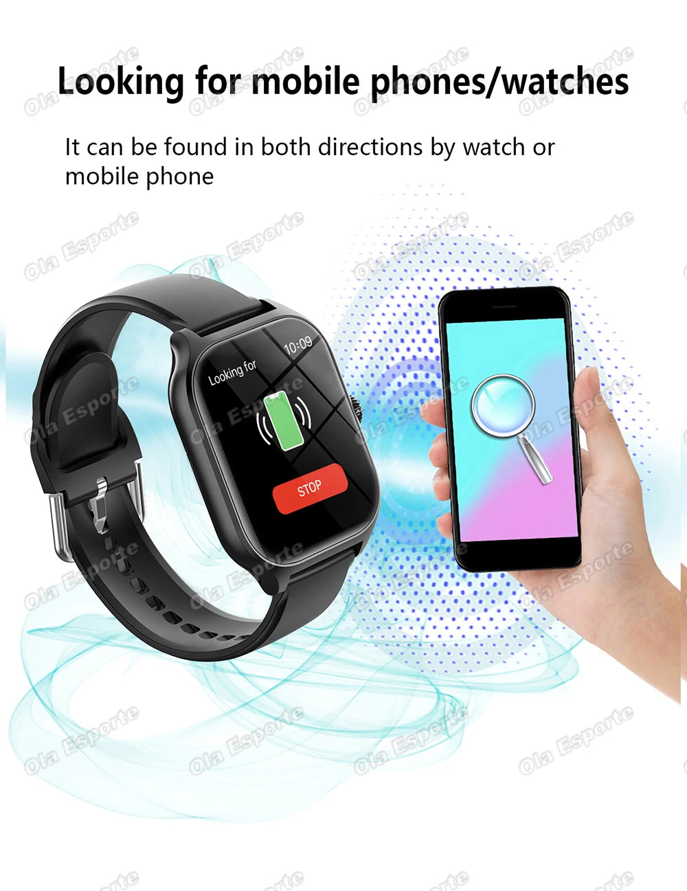 OLA ESPORTE Rectangle Unisex Smart Watch for Android or iOS