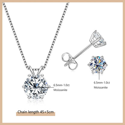 OXTAO Moissanite Earrings Pendant Necklace Set