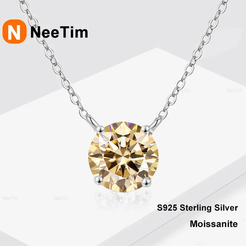 NEETIM Colorful 925 Sterling Silver &amp; Moissanite Necklace