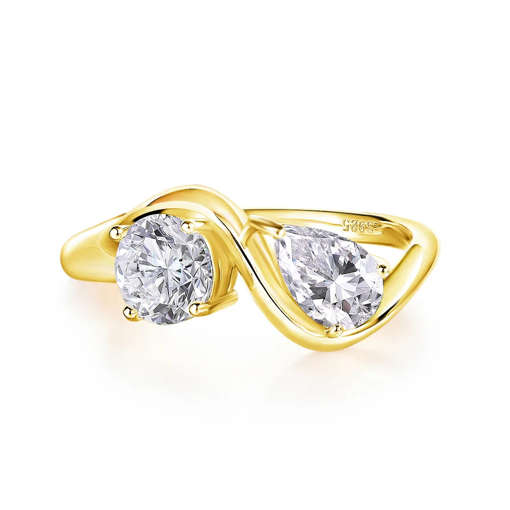 Smyoue 2cttw Certified Moissanite Rings for Women Brilliant Bride Wedding Jewelry 100% 925 Sterling Silver Band Plated 18K Gold