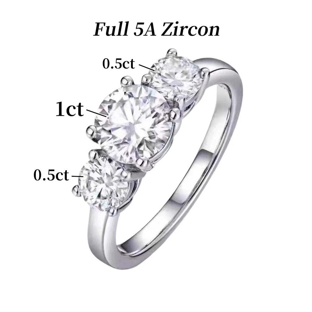 2/4CT Certified Moissanite Rings 925 Sterling Silver Three Lab Diamond Engagement Wedding Band For Women 18K Plated Fine Jewelry