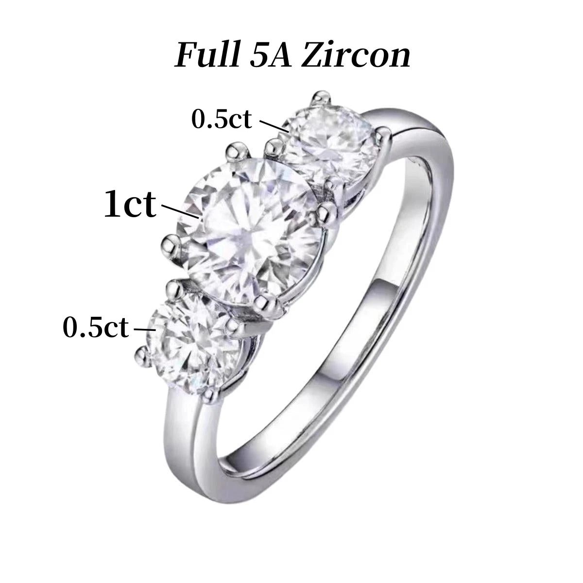 2/4CT Certified Moissanite Rings 925 Sterling Silver Three Lab Diamond Engagement Wedding Band For Women 18K Plated Fine Jewelry
