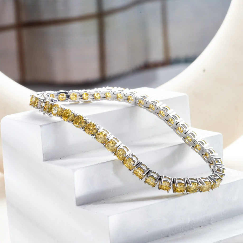 GRA Certified 5mm Red Color Moissanite Tennis Bracelet For Women S925 Silver Gem Bracelet Plated 18K Fine Jewelry Gift