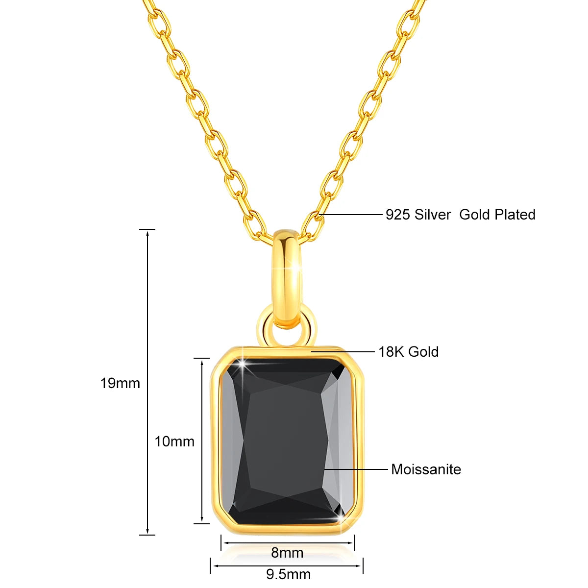 8*10mm Moissanite Necklace Real 18K Gold Pendant Colored Gemstone  for Women Anniversary Valentine&