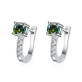 Pure 925 Silverwith White Gold Overlay Simple Style Round GRA Moissanite Earrings Stud for Women
