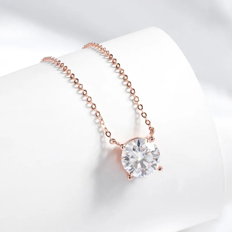 SMYOUE Colorful 1-5CT Rose Gold &amp; Moissanite Necklace