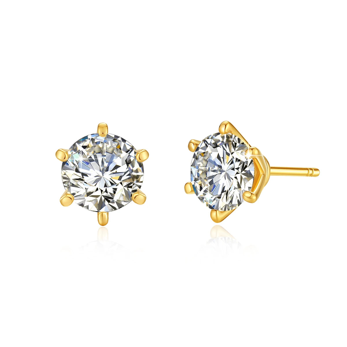 SZJINAO 18K Gold Moissanite Solitaire Earring Studs