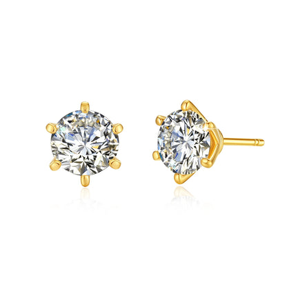 SZJINAO 18K Gold Moissanite Solitaire Earring Studs