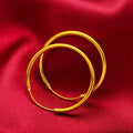 AU999 Women 30mm Wide Shiny Big Hoop Earrings 24K Gold - Gold boosts shine, 30mm enhances presence