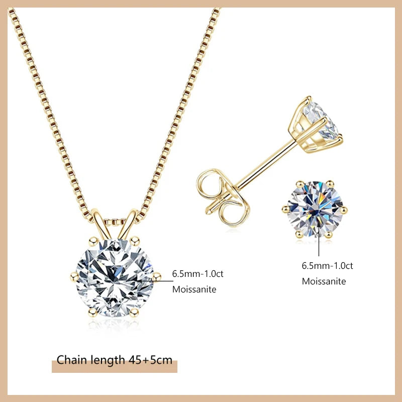 OXTAO Moissanite Earrings Pendant Necklace Set