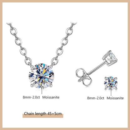OXTAO Moissanite Earrings Pendant Necklace Set