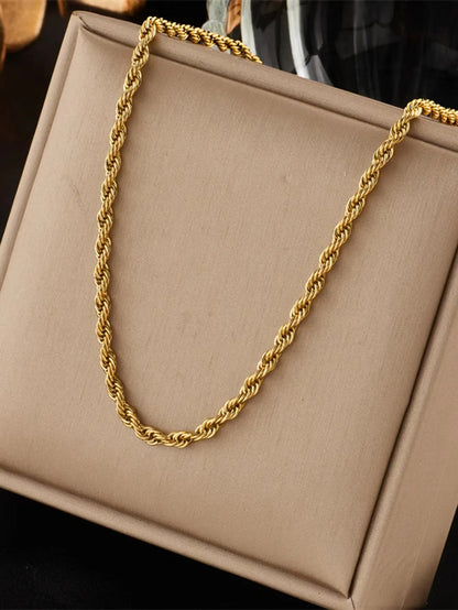 QWWASD 18K Over Silver Rope Necklace and Bracelet