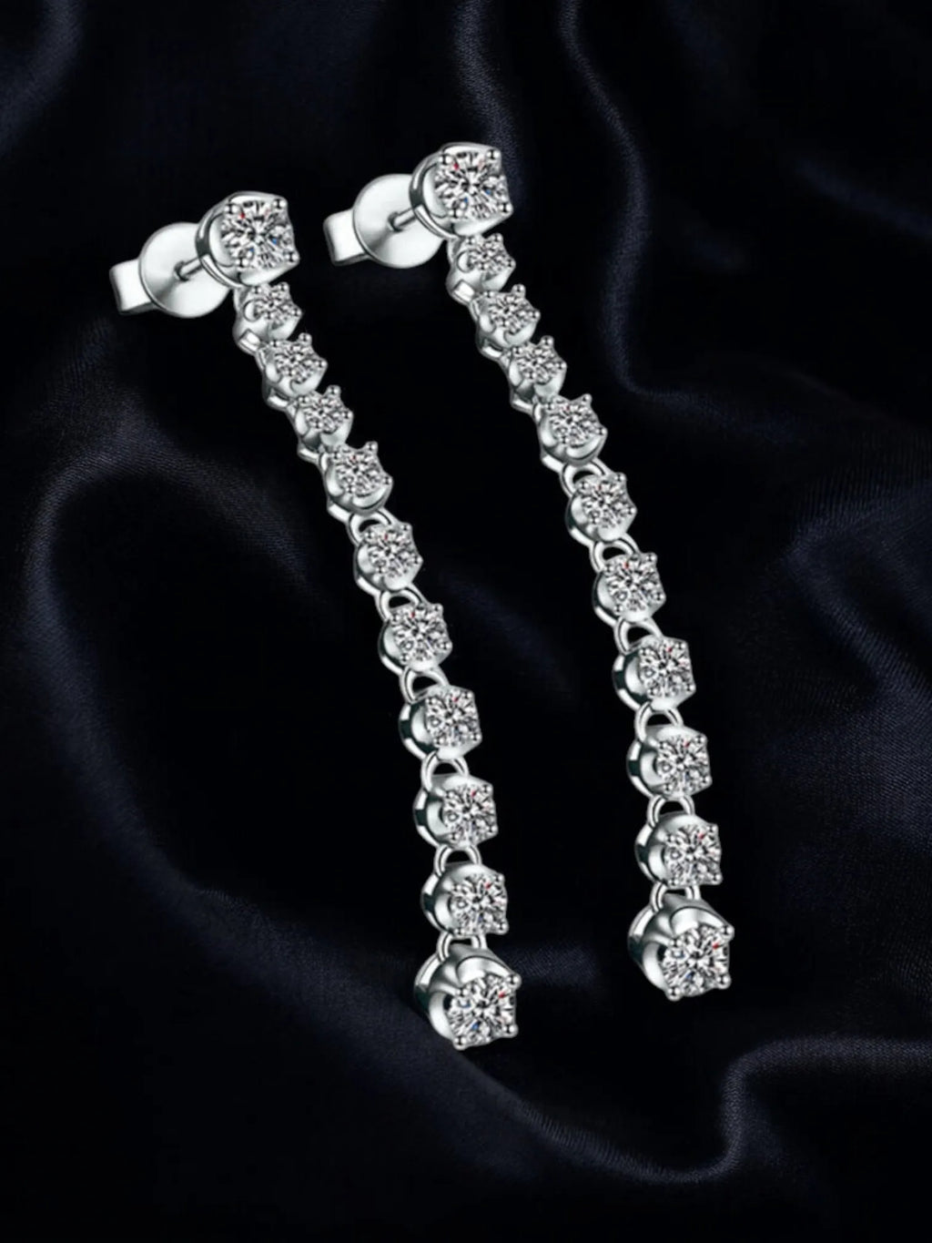 Moissanite 925 Sterling Silver Earrings Fringed Long Row Earrings Engagement Fine Jewelry Light Luxury and High-end Design