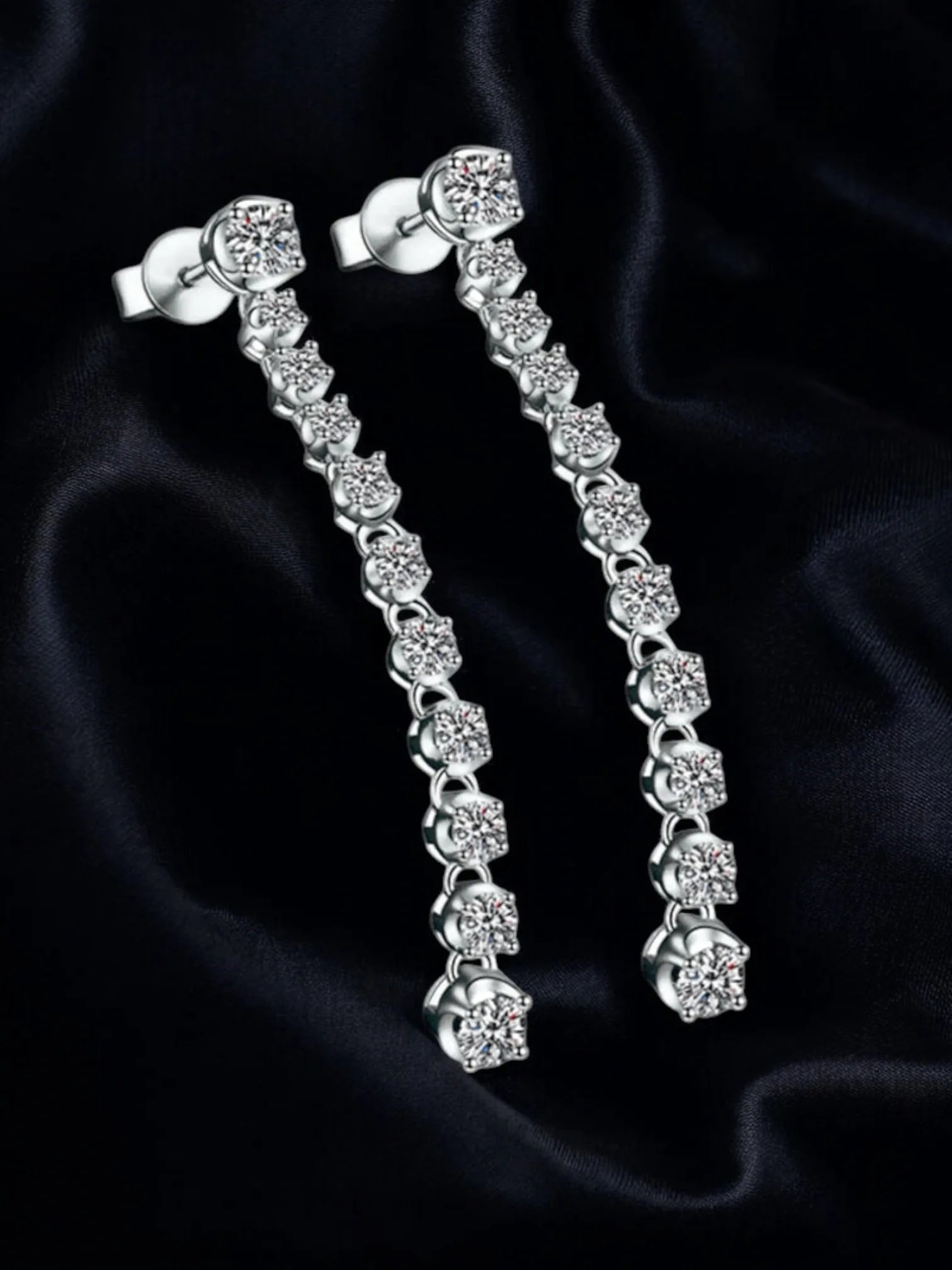 Moissanite 925 Sterling Silver Earrings Fringed Long Row Earrings Engagement Fine Jewelry Light Luxury and High-end Design
