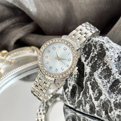 Women Curved Convex Glass Stainless Steel Watch
