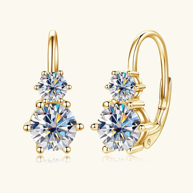 A pair of 925 silver 1.3 carat*2 moissanite earrings, simple and versatile for everyday use, autumn and winter holiday gifts