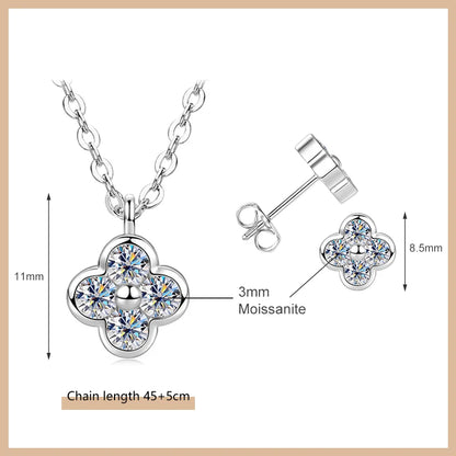 OXTAO Moissanite Earrings Pendant Necklace Set