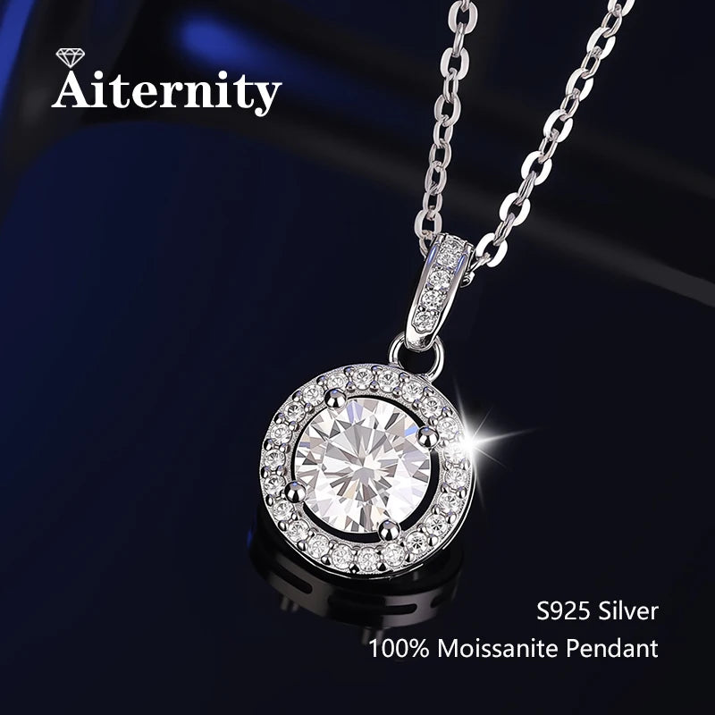 GRA Certificate 100% Real Moissanite Pendant Necklace D Color 1 Carat for Women Wedding Bridal S925 Sterling Silver Fine Jewelry