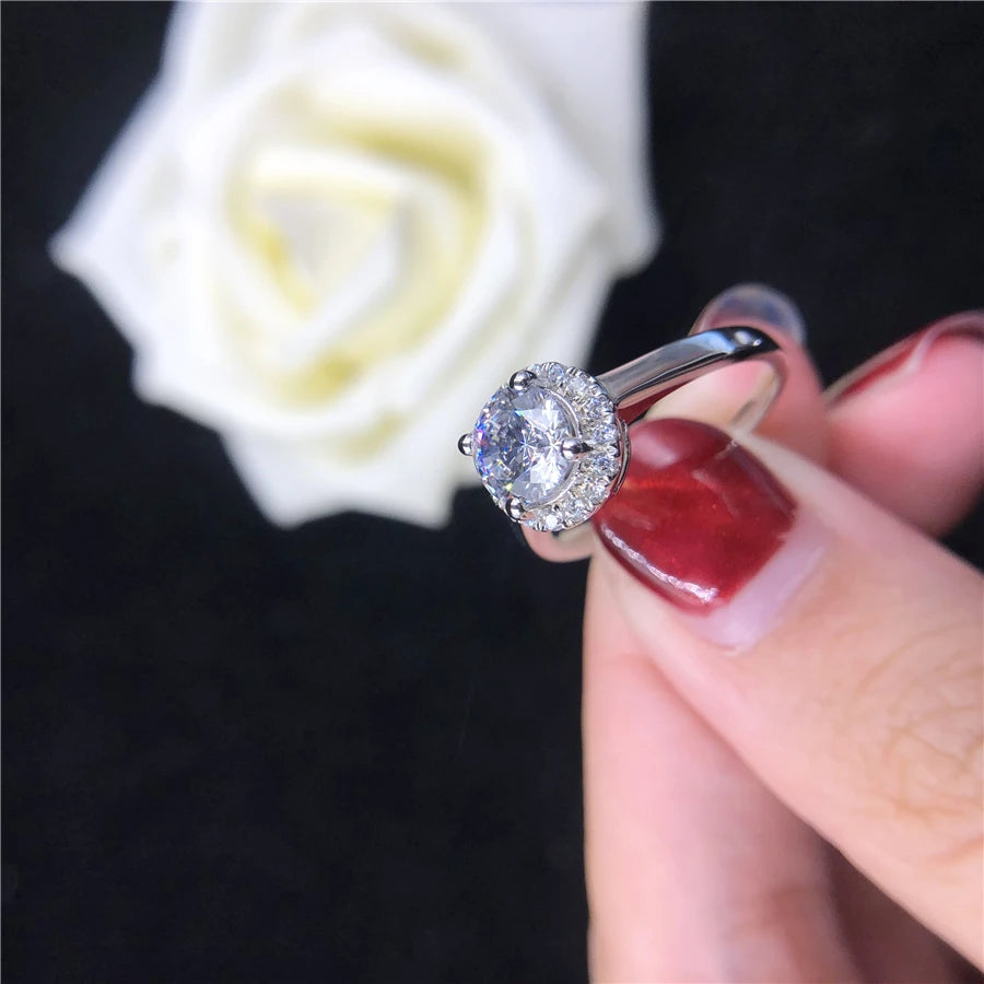 18K Gold Moissanite Solitaire Engagement Ring