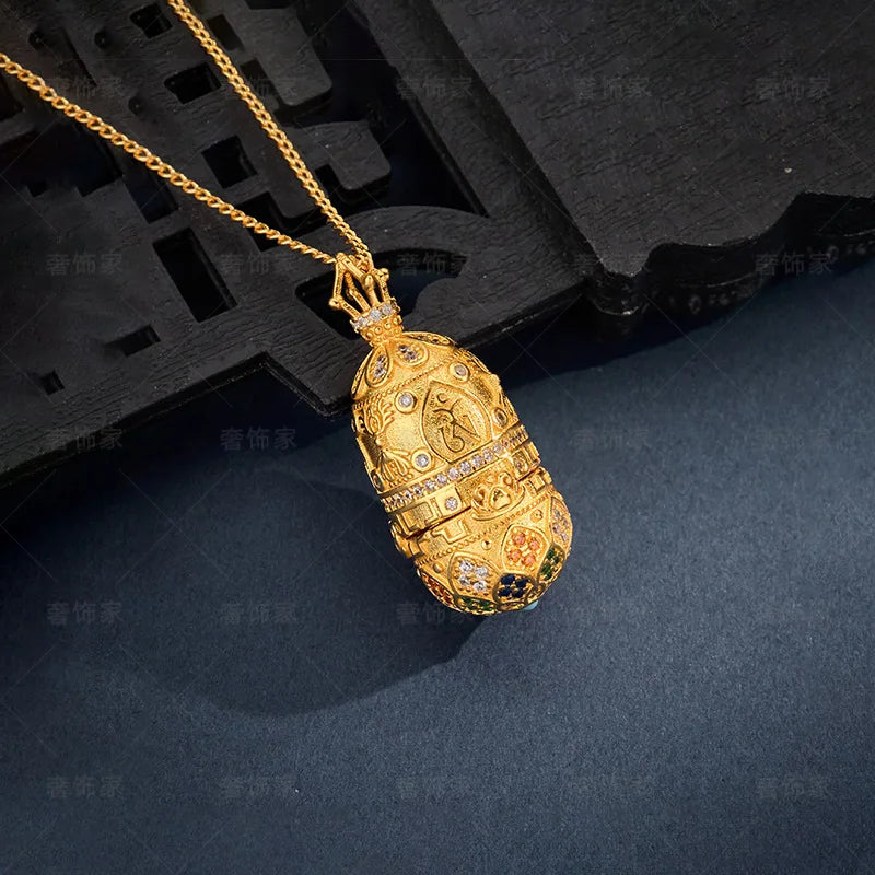 9999 24K real gold flowers blooming see the Buddha Gawu box necklace pendant Amitabha Buddha Guanyin gold jewelry men and women