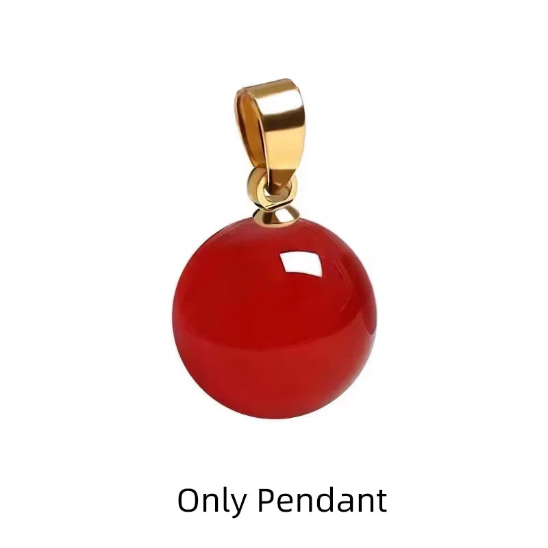 XF800 New Real 18K Gold Pendant Necklace Red Agate Fine Jewelry Pure Au750 Chain Vintage Anniversary Gift For Women X054
