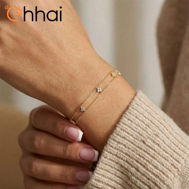 EHHAI Moissanite Clover Flower Bracelet
