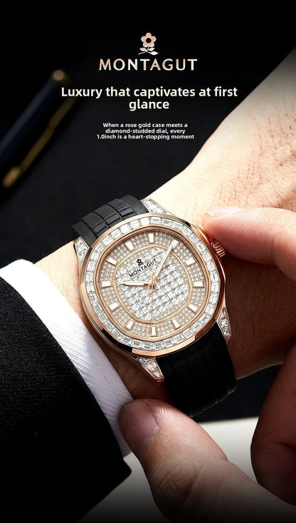 MONTAGUT Herrenuhr in Roségold mit Silikonarmband