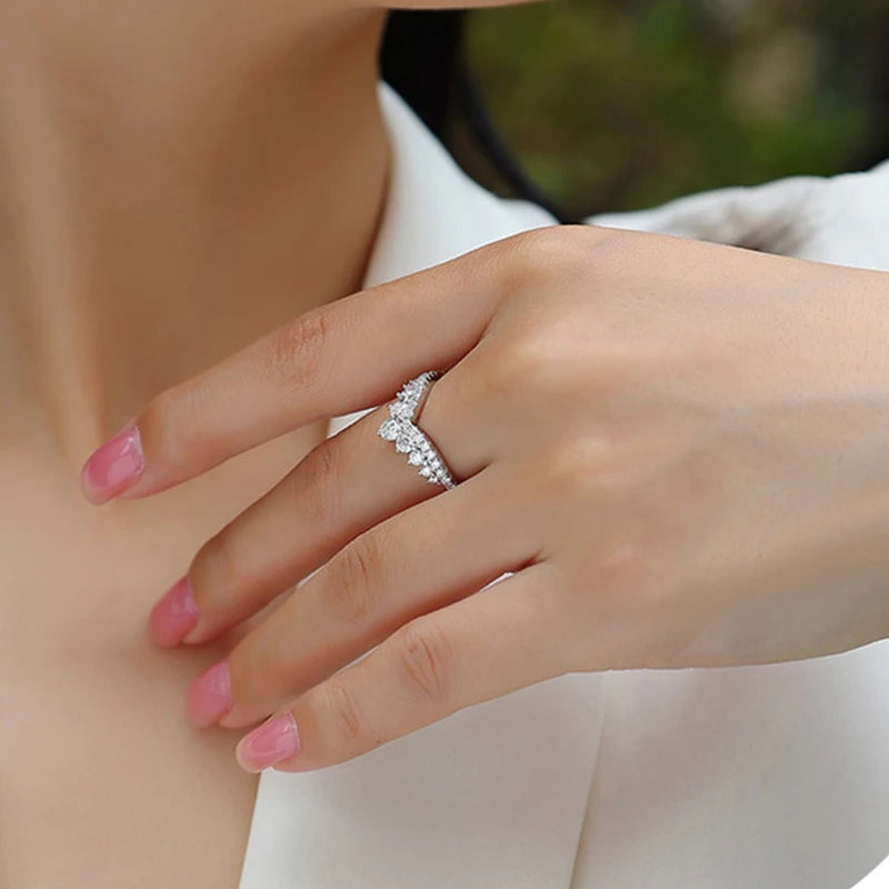 COSFIX D Color Moissanite Ring Round Cut Moissanite Rings for Women Luxury 925 Silver Women's Full Moissanite Rings
