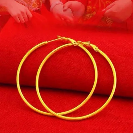 18K Gold 3cm Hoop Earrings