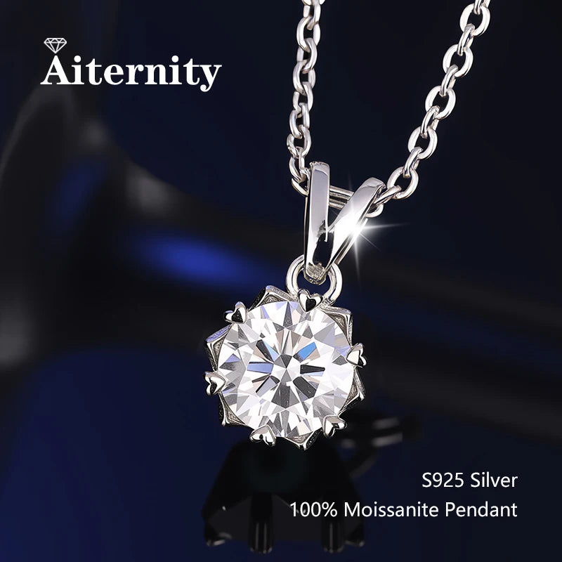 GRA Certificate 100% Real Moissanite Pendant Necklace D Color 1 Carat for Women Wedding Bridal S925 Sterling Silver Fine Jewelry