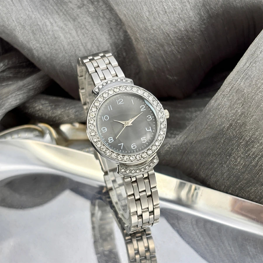 Women Curved Convex Glass Stainless Steel Watch