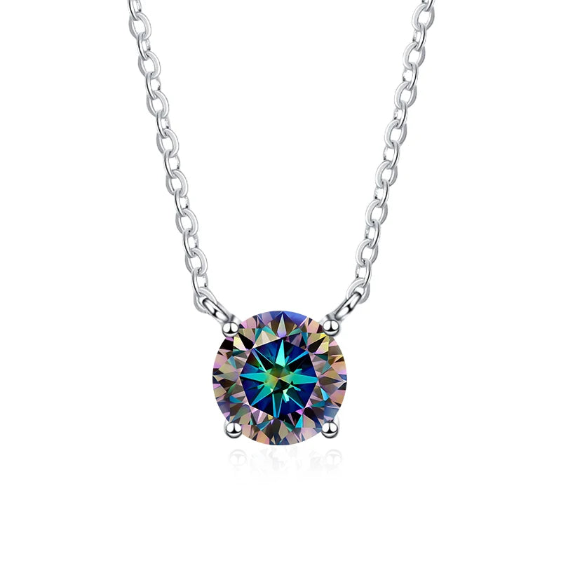 NEETIM Colorful 925 Sterling Silver &amp; Moissanite Necklace