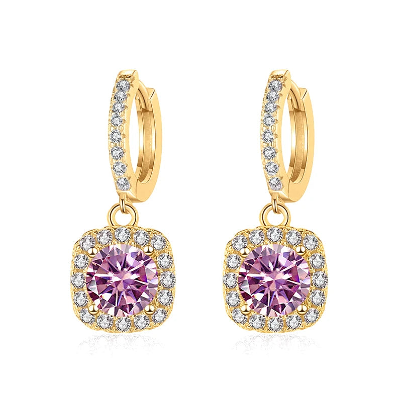 JoyceJelly 1ct GRA Certified Moissanite Earrings Color VVS D Solid Sterling Silver 925 18K Gold Plated