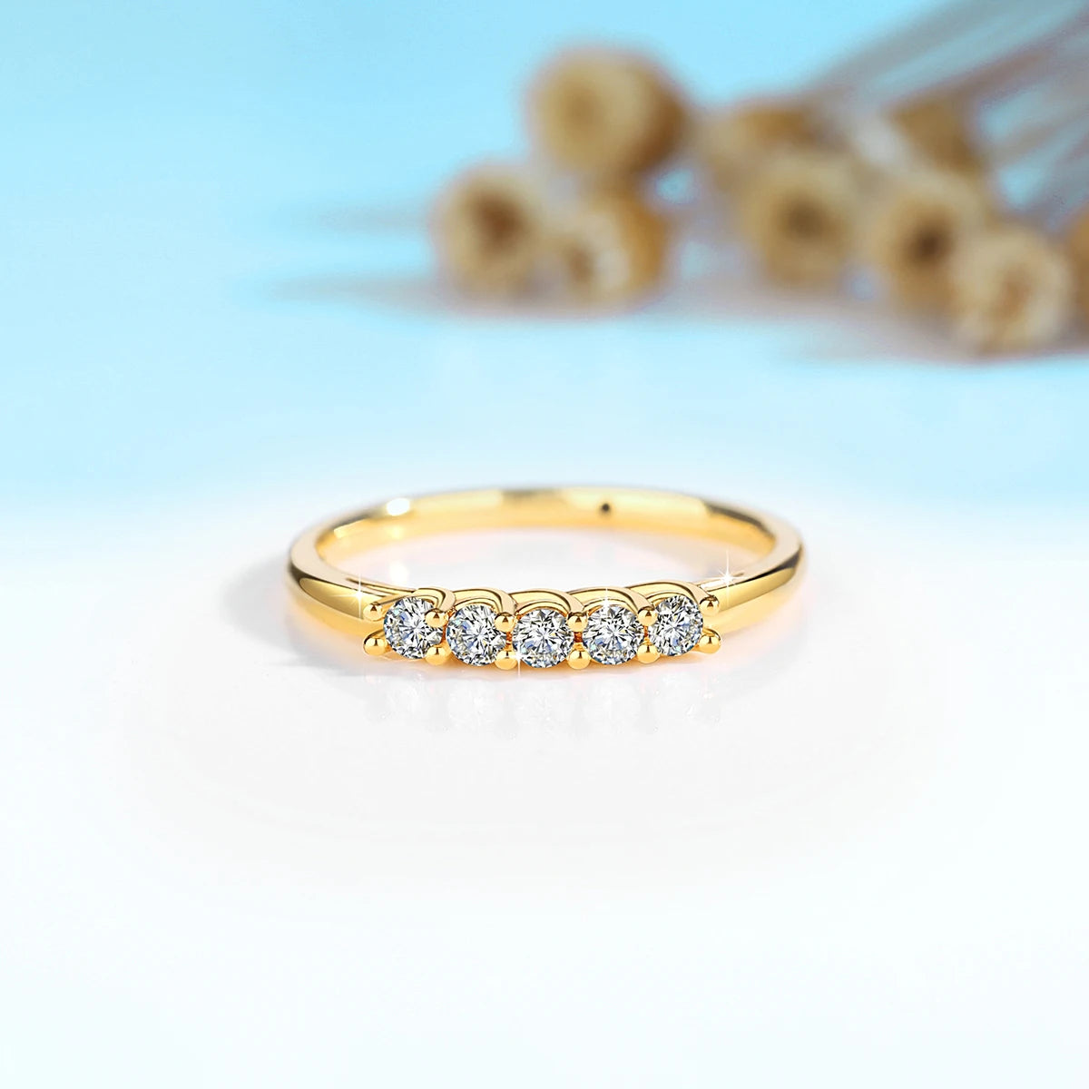 Certified 18k Gold Moissanite Ring AU750 K Gold