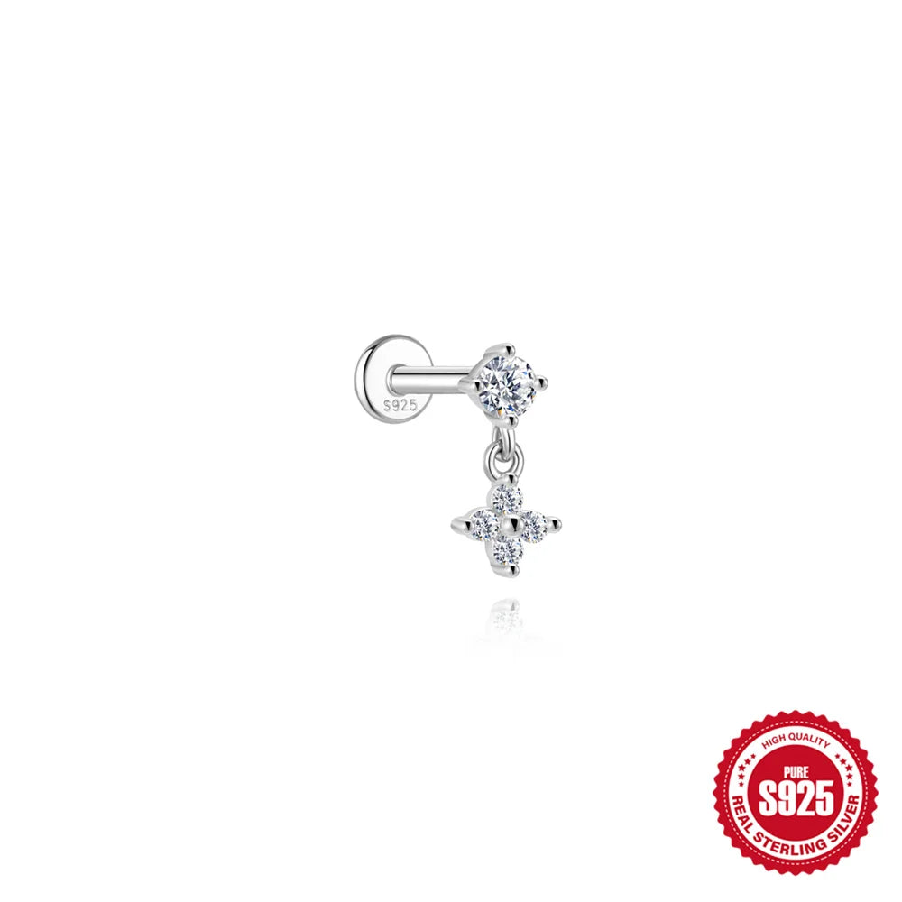 AIDE Certified Moissanite Earrings 925 Sterling Silver Piercing Woman Jewelry Water drops stars moon tassels flowers leaves Gift