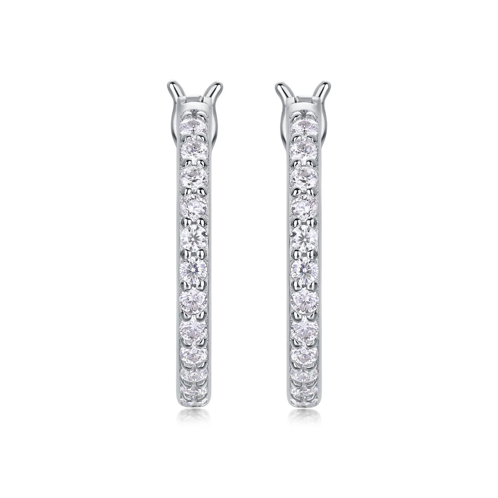Certified 925 Silver with 18K Gold-Plated Moissanite Hoop Earrings, Sparkling Wedding Fine Jewelry Earrings for Women