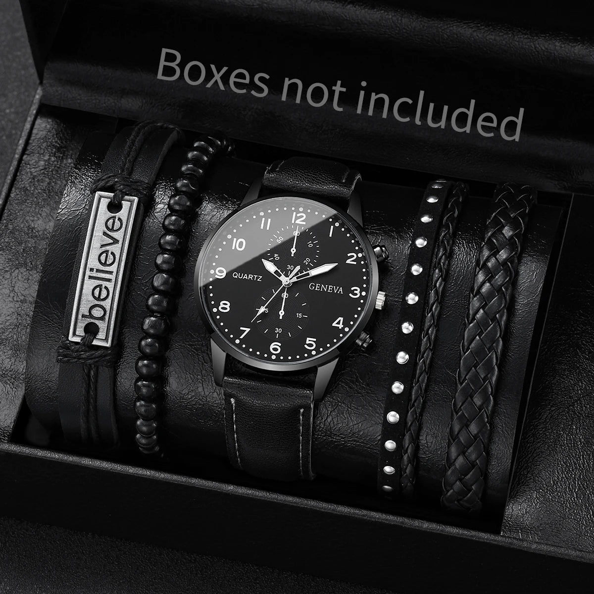 RUNERR Set Orologio da Uomo Nero