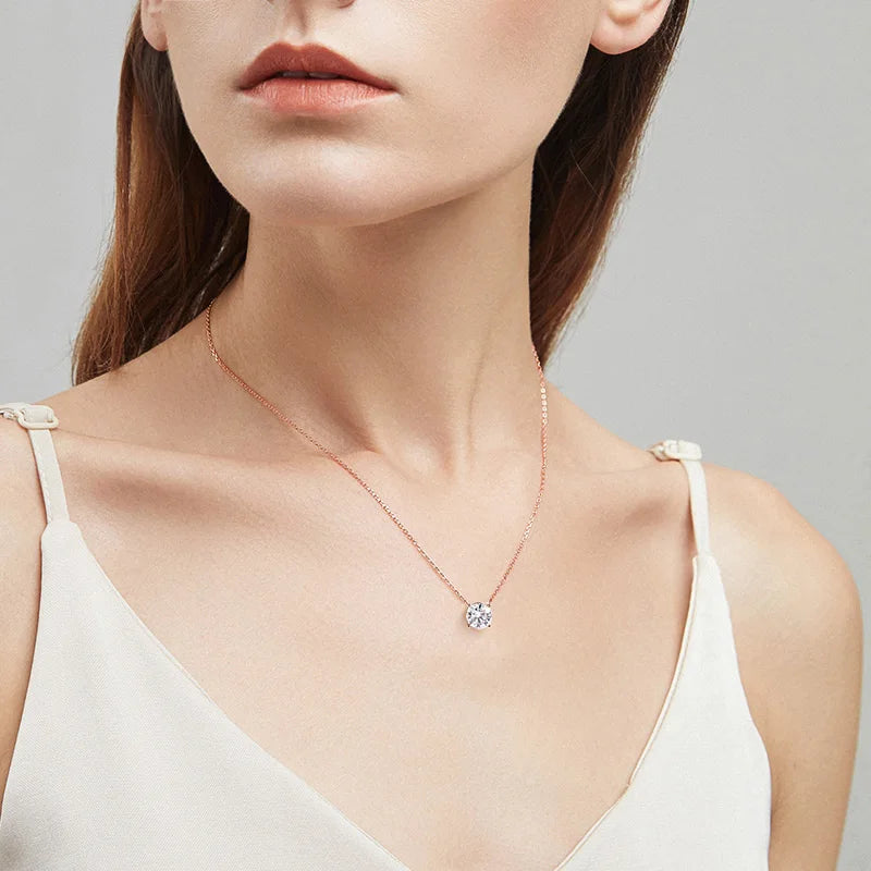 SMYOUE farbenfrohe 1–5 ct Halskette aus Roségold mit Moissanit
