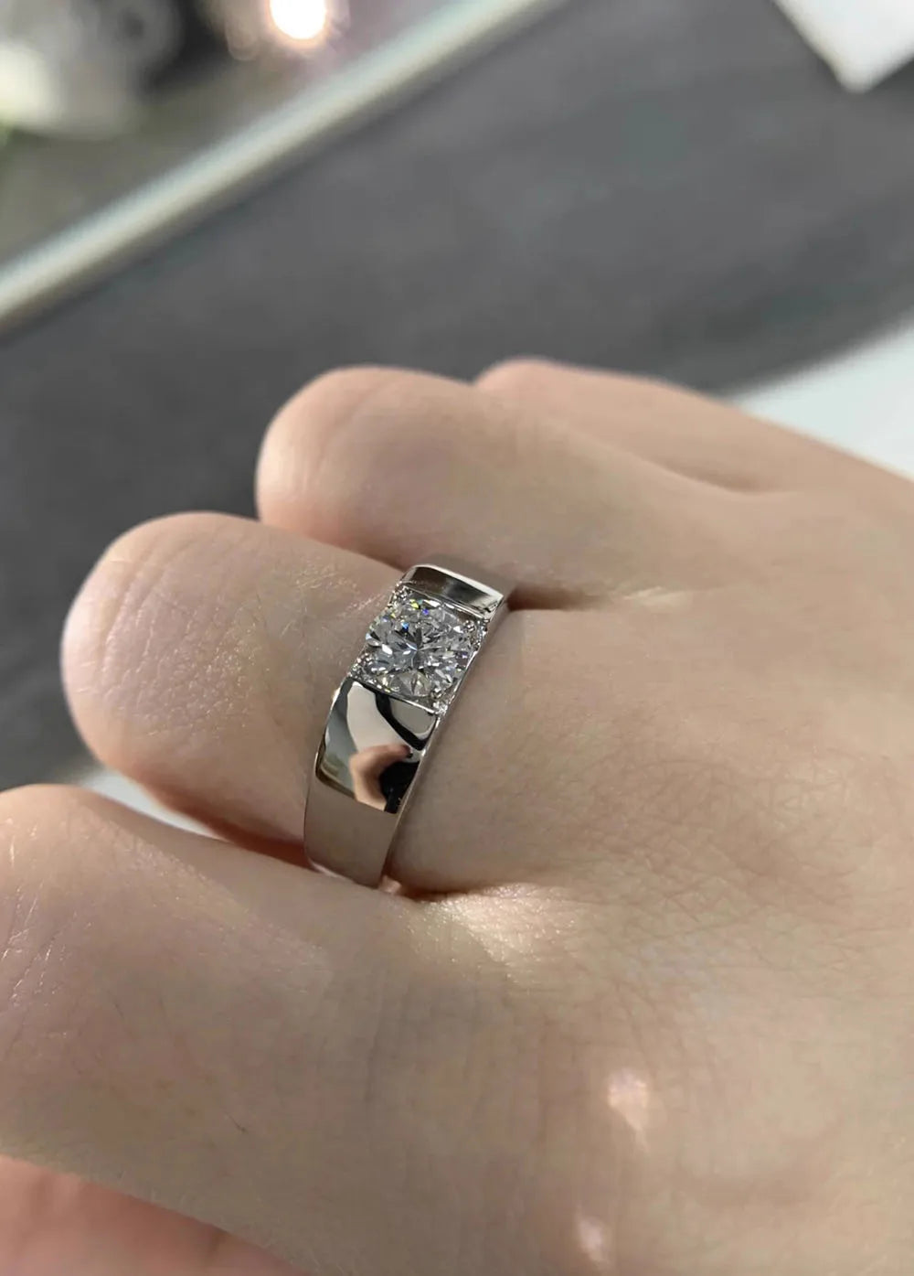 14K Gold and Lab Grown Diamond Mens Ring