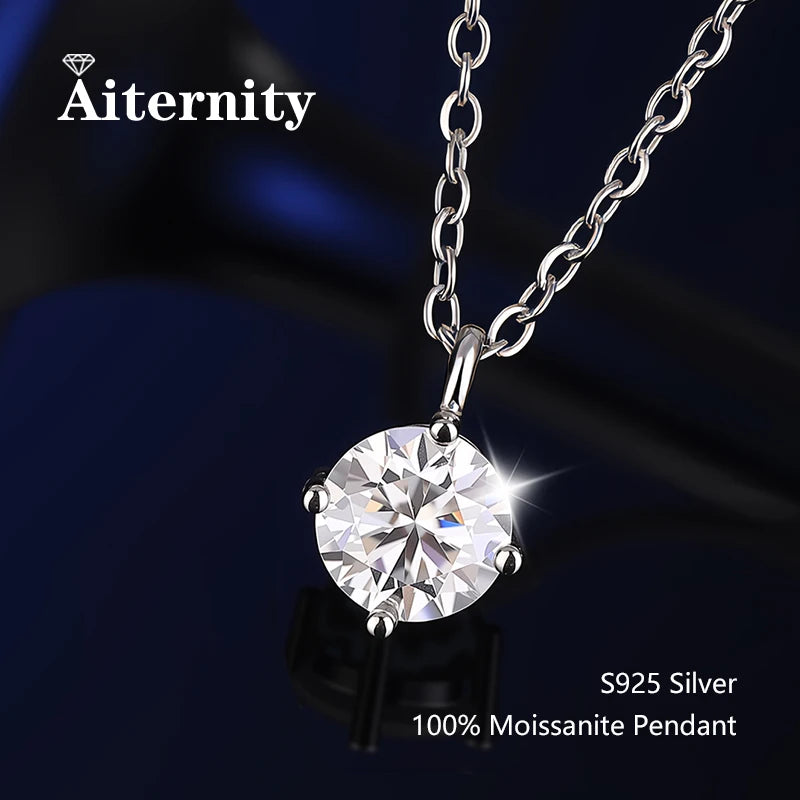 GRA Certificate 100% Real Moissanite Pendant Necklace D Color 1 Carat for Women Wedding Bridal S925 Sterling Silver Fine Jewelry