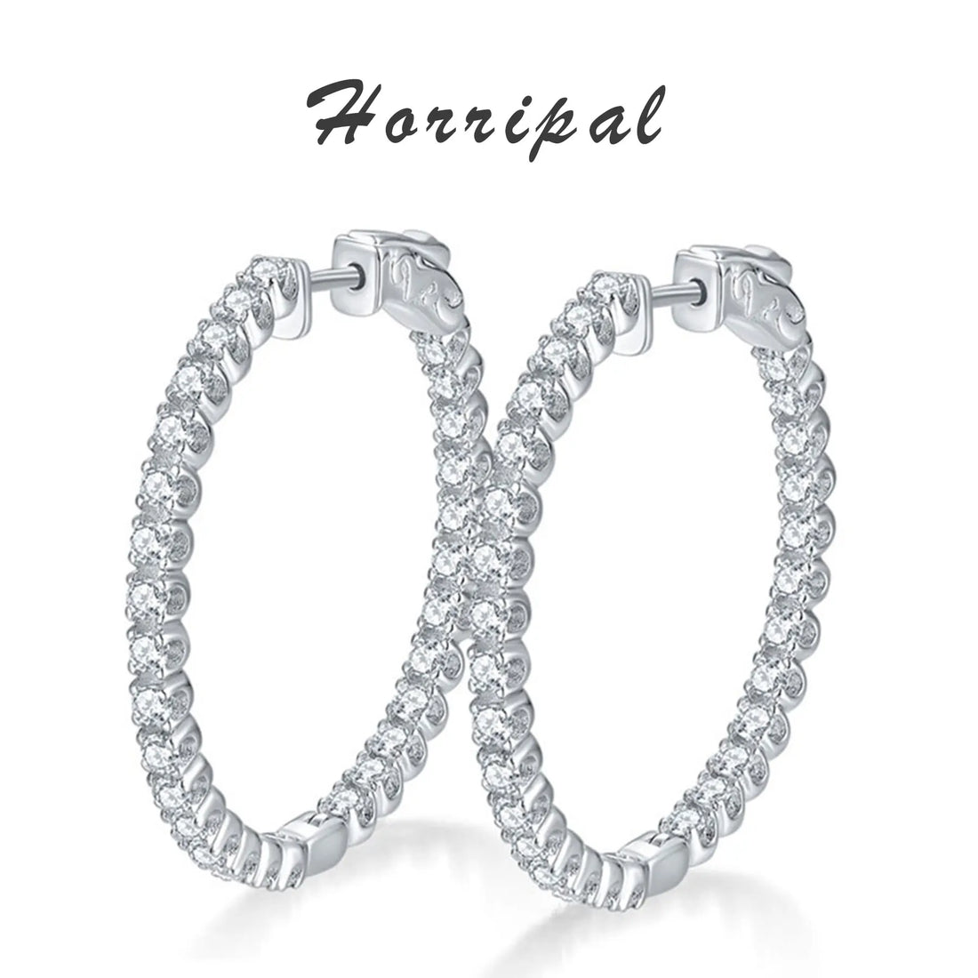 Hoop Moissanite Earrings for Women GRA Certified Silver