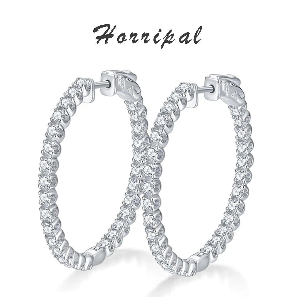 Hoop Moissanite Earrings for Women GRA Certified Silver