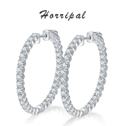 Hoop Moissanite Earrings for Women GRA Certified Silver